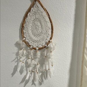 White and Brown Teardrop Dreamcatcher Wall Art